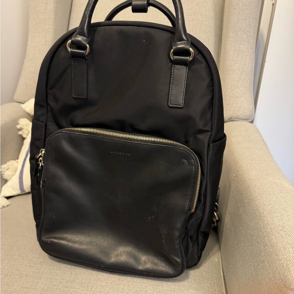 Lo & Sons Rowledge Backpack Large - black / gold color hardware / lavender int.